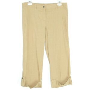 Theory Womens Pants Linen Lagenlook Preppy Minimalist Cuffed Cropped Tan 4 GS
